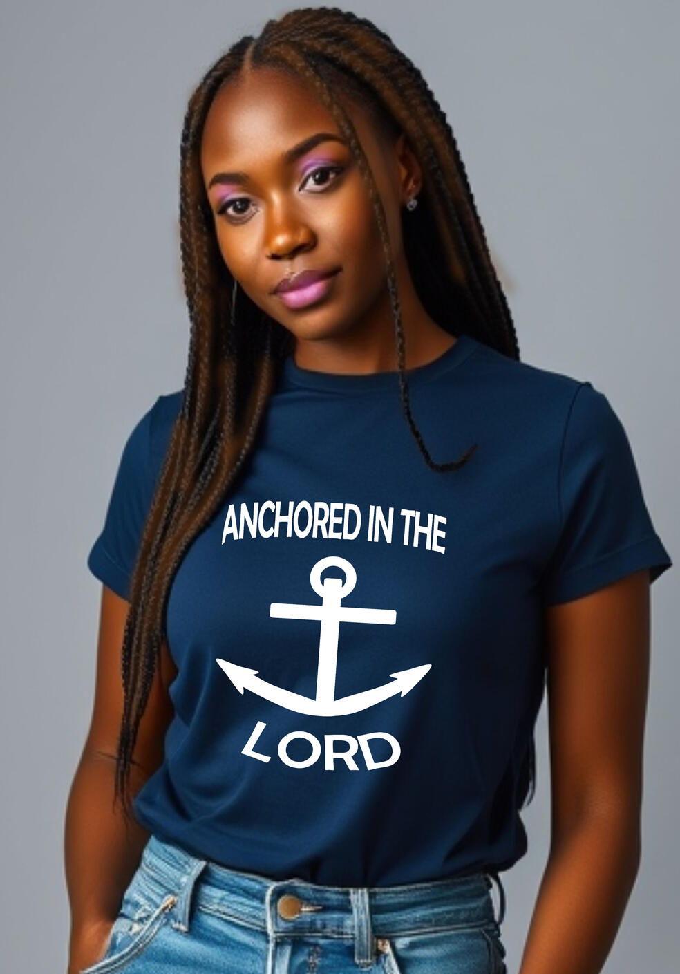 Anchored In The Lord Christian Women's T-shirt, featuring an anchor.