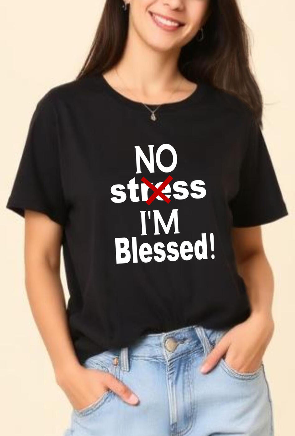 No Stress I'm Blessed Christian Women's T-shirt